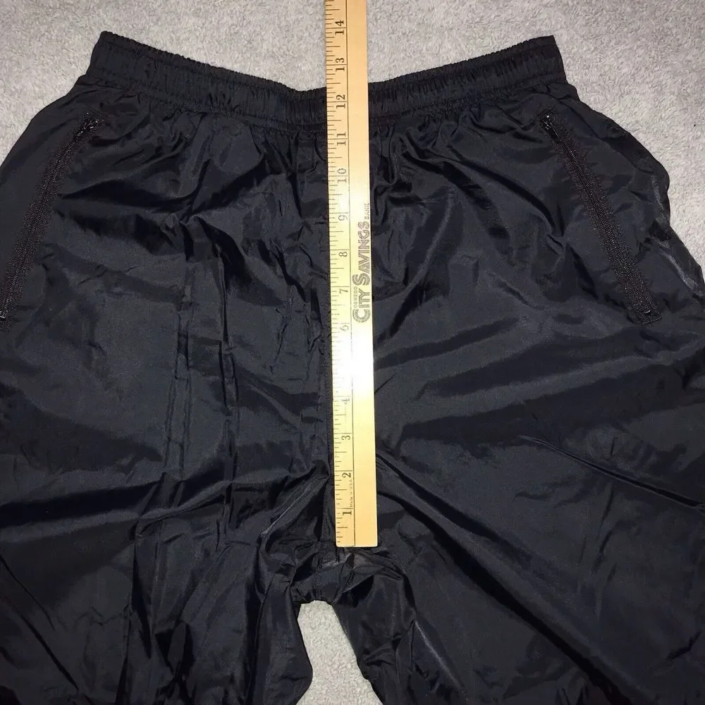 Vintage Nike Women's Black Ankle Zip Nylon 90's Track Pants Lined‎ Medium 8-10